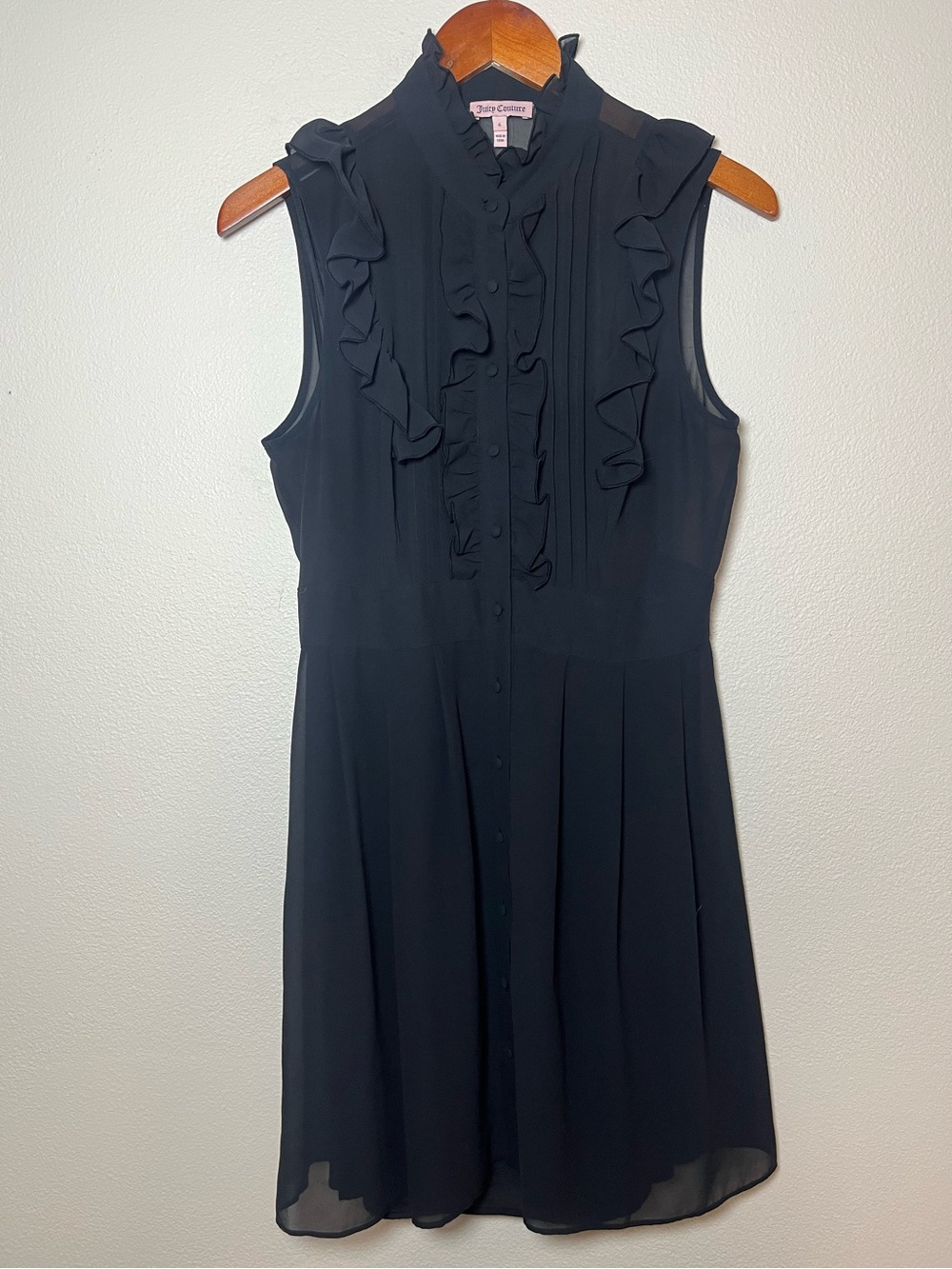 Juicy Couture Black Ruffle Front Mini Dress
